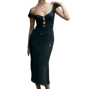 NWT Commense Cotton Keyhole Neckline Midi Dress Small